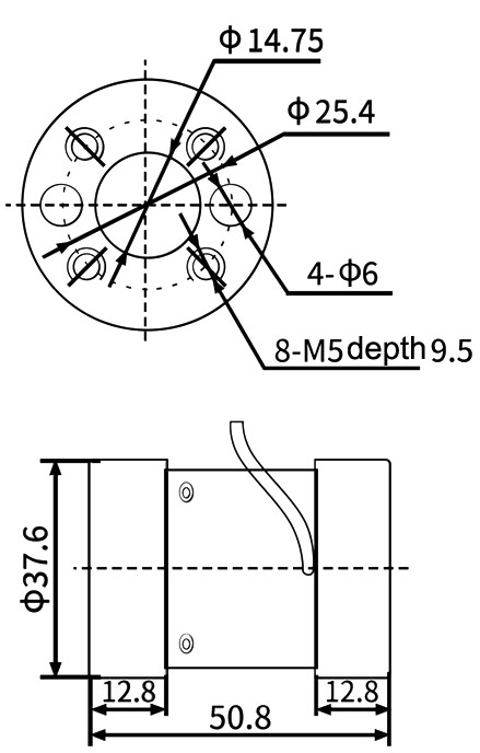 Micro reaction torque sensor 0.5 Nm to 150 Nm dimension