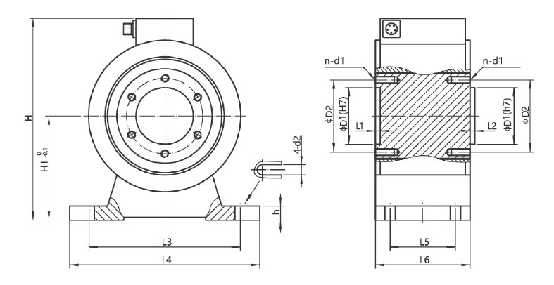 Rotary torque sensor dual flange 20 Nm to 5000 Nm dimension