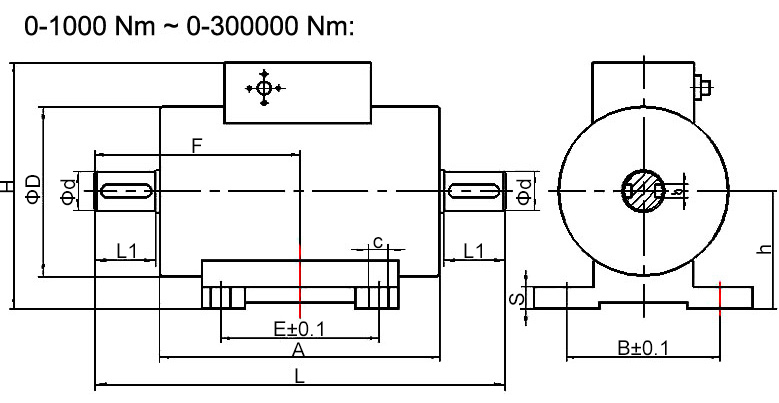 Rotary torque sensor shaft to shaft 300000 Nm 1000-300000 Nm dimension